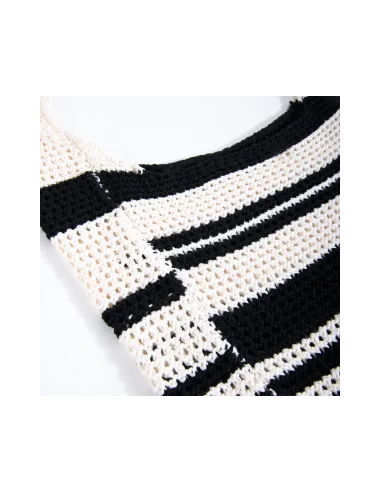 24COLOURS Crochet Bag Black/White -...
