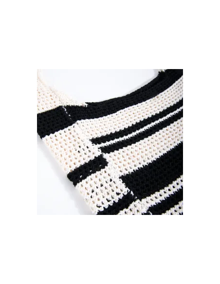 24COLOURS Crochet Bag Black/White - 18795a