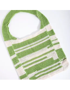 24COLOURS Crochet Bag  Green/White - 18795b