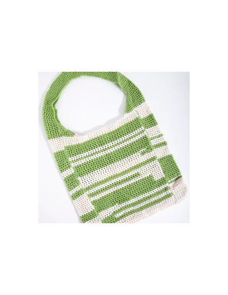 24COLOURS Crochet Bag  Green/White - 18795b
