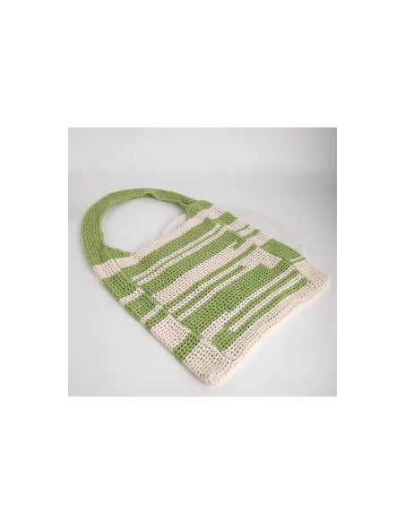 24COLOURS Crochet Bag  Green/White - 18795b