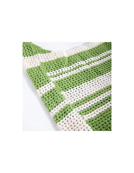 24COLOURS Crochet Bag  Green/White - 18795b