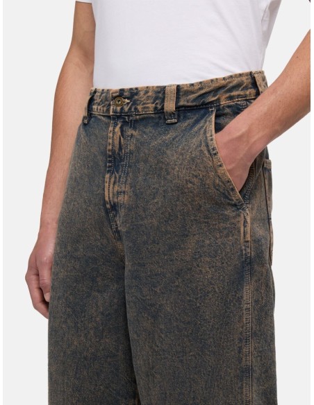 dickies MADISON BAGGY FIT DENIM OVERDYE BROWN WASH PANTS - DK0A4YECK191