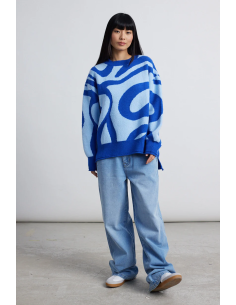 24COLOURS Pullover blue wave - 41173a