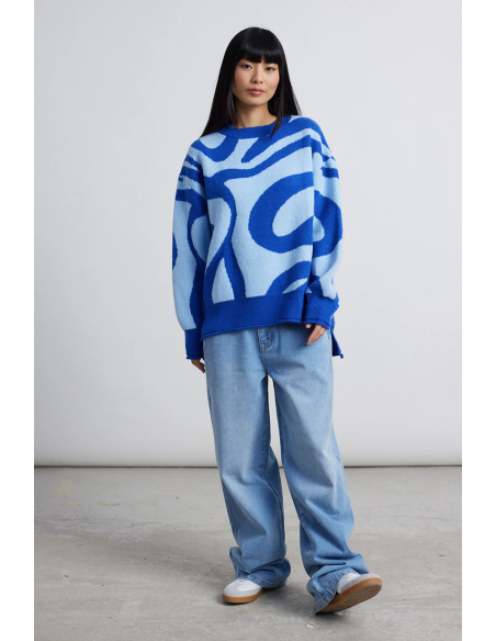 24COLOURS Pullover blue wave - 41173a