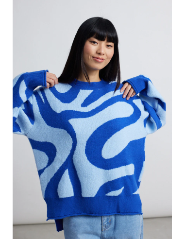 24COLOURS Pullover blue wave - 41173a