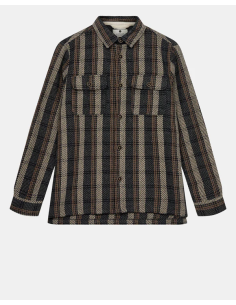 AKOSCAR CHECK OVERSHIRT - DARK GREY MEL- 901700