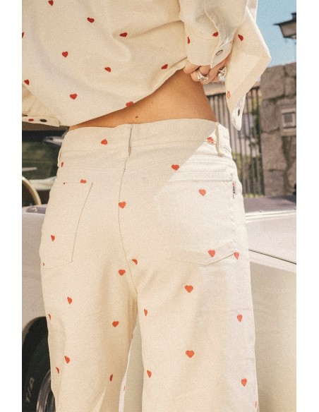 Relaxed Multiheart Ivory Pants -AP023-01-K002