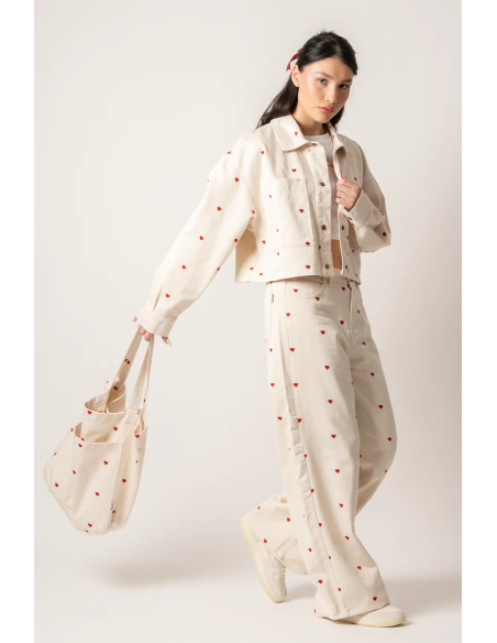 Pockets Multiheart Ivory Jacket - AP024-01-K002