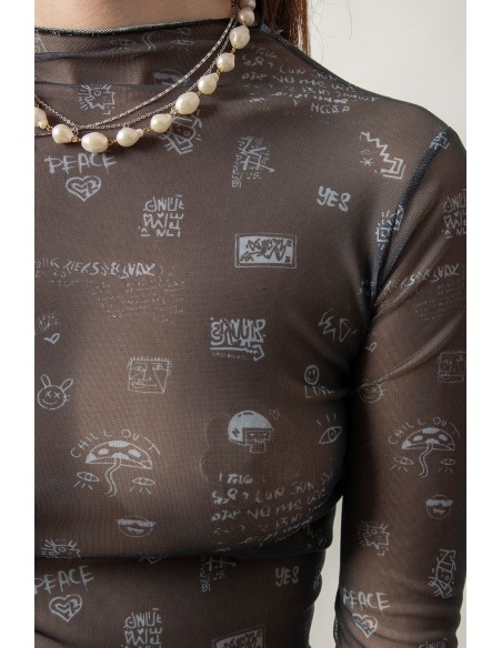 Urban Black Tulle T-shirt - AP035-01-M002