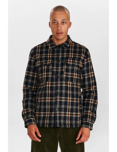 Anerkjendt Aklion Boiled Wool Overshirt in Multicolor - 901028