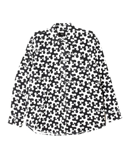 Obey Ανδρικό Πουκάμισο Black / White pieces wove -181200264