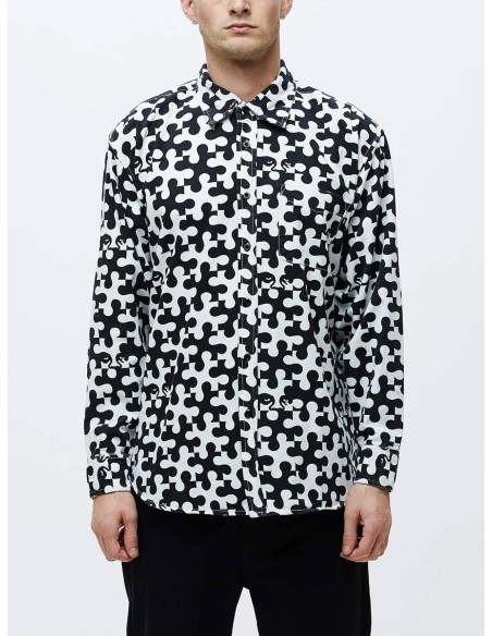 Obey Ανδρικό Πουκάμισο Black / White pieces wove -181200264