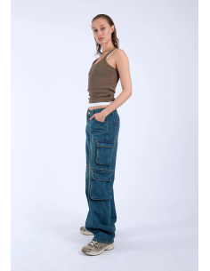 Dr Denim Hill Multi Cargo K99 Stream Mid Greenish Pants-...