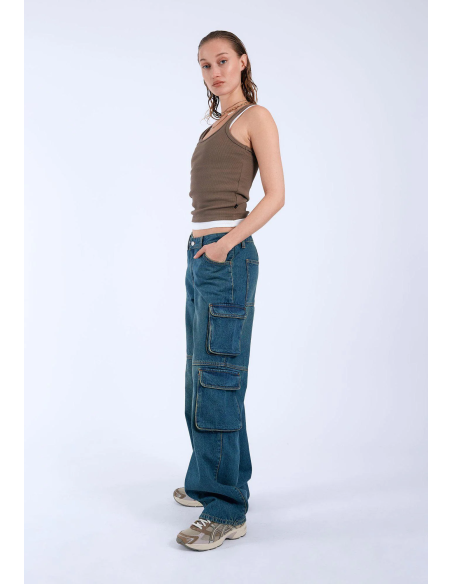 Dr Denim Hill Multi Cargo K99 Stream Mid Greenish Pants- 2430101K99