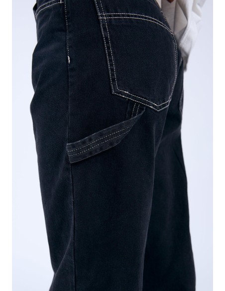 Dr Denim Faye Worker K92 Black Used Constast Pants-2230105K92