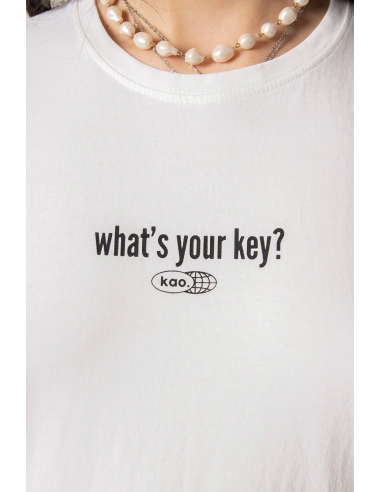 Washed What's your Key White T-shirt...