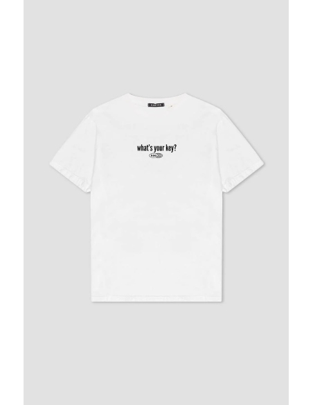Washed What's your Key White T-shirt - AP015-01-M002