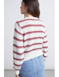 24COLOURS Cardigan White/Red - 41175b 2