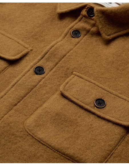 AKOSCAR BOILED WOOL OVERSHIRT - WOOD THRUSH -901696