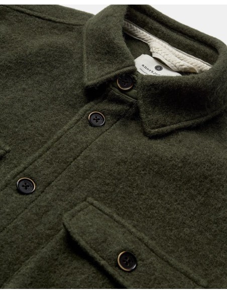 AKOSCAR BOILED WOOL OVERSHIRT - FOREST NIGHT -901696