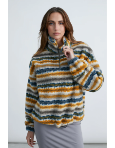 24COLOURS  fleece shirt striped -50805a