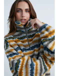 24COLOURS  fleece shirt striped -50805a 2