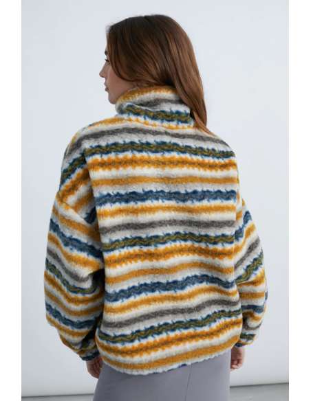 24COLOURS  fleece shirt striped -50805a