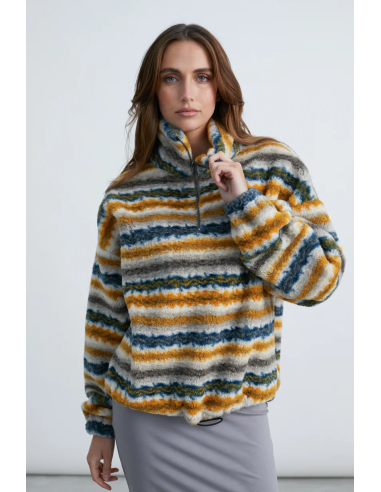 24COLOURS  fleece shirt striped -50805a