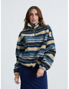 24COLOURS  fleece shirt striped -50805b