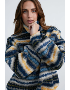 24COLOURS  fleece shirt striped -50805b 2