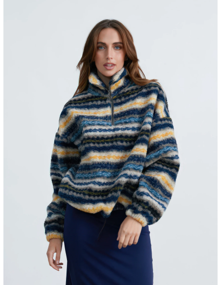 24COLOURS  fleece shirt striped -50805b