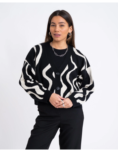 24COLOURS CARDIGAN BLACK WHITE -41209a