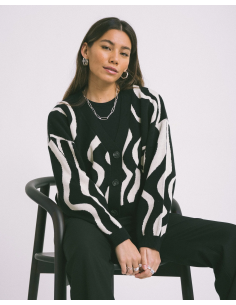 24COLOURS CARDIGAN BLACK WHITE -41209a 2