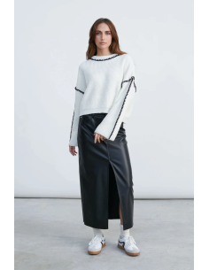 24COLOURS Sweater White/Black detalis - 41185 2