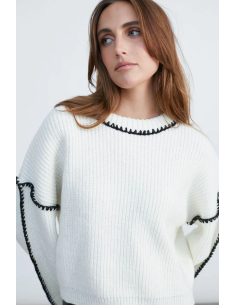 24COLOURS Sweater White/Black detalis - 41185