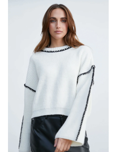 24COLOURS Sweater White/Black detalis...