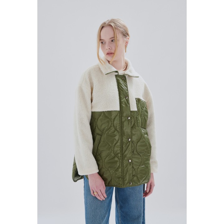 24 COLOURS Jacket Olive With Beige Sleeves -90429
