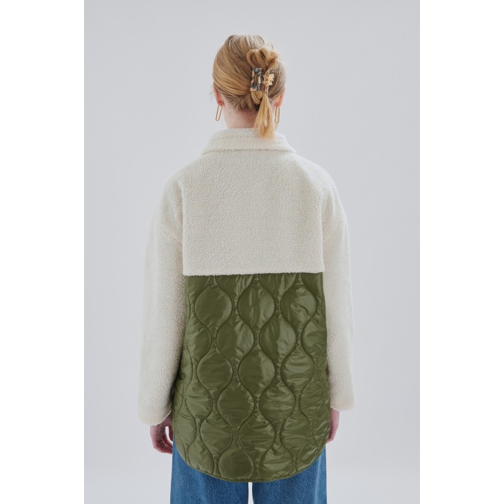24 COLOURS Jacket Olive With Beige Sleeves -90429