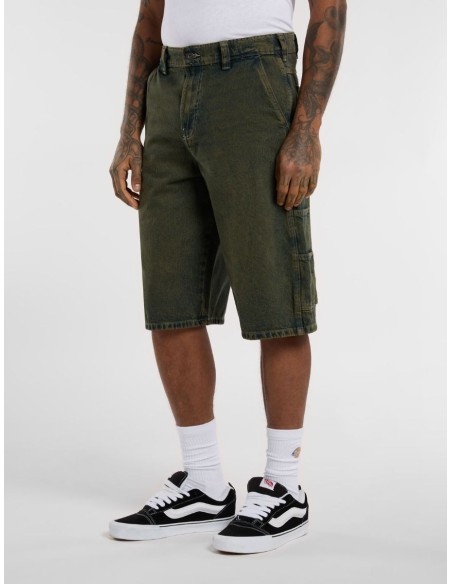 DICKIES LOOSE DENIM PAINTER GREEN TONE FADE SHORT - DK0A4ZASK571