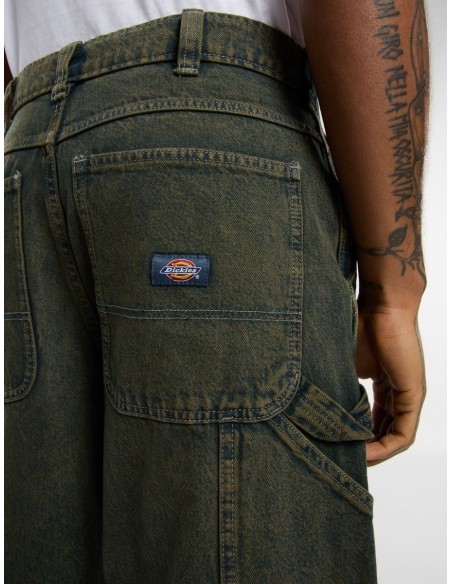 DICKIES LOOSE DENIM PAINTER GREEN TONE FADE SHORT - DK0A4ZASK571