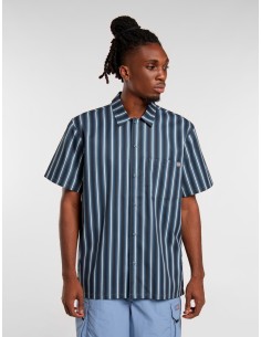 DICKIES MULTI STRIPE WORK SHIRT SS STORMY WEATHER-...