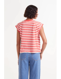 Compania Fantastica Red Striped Tank Top - 51C/42018 2