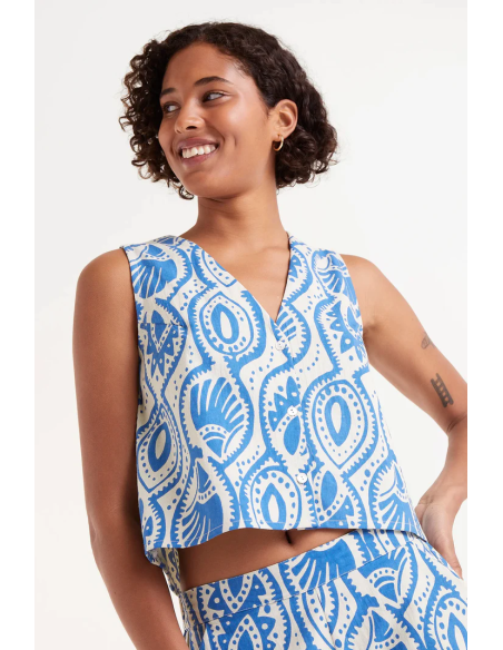 Compania Fantastica Aquaria Printed Sleeveless Top - 51C/43000