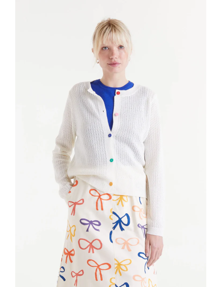 Compania Fantastica White Open Knit Cardigan - 51C/10231