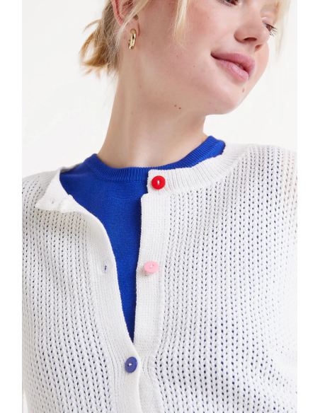 Compania Fantastica White Open Knit Cardigan - 51C/10231