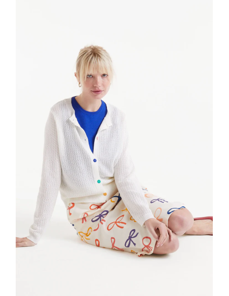 Compania Fantastica White Open Knit Cardigan - 51C/10231