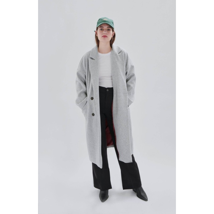 24 Colours Coat Long Oversized Grey -90411