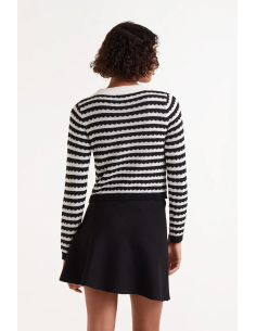 Compania Fantastica Black Striped Polo Neck Cardigan -... 2