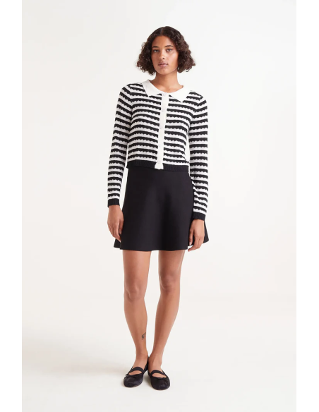 Compania Fantastica Black Striped Polo Neck Cardigan - 51C/10329